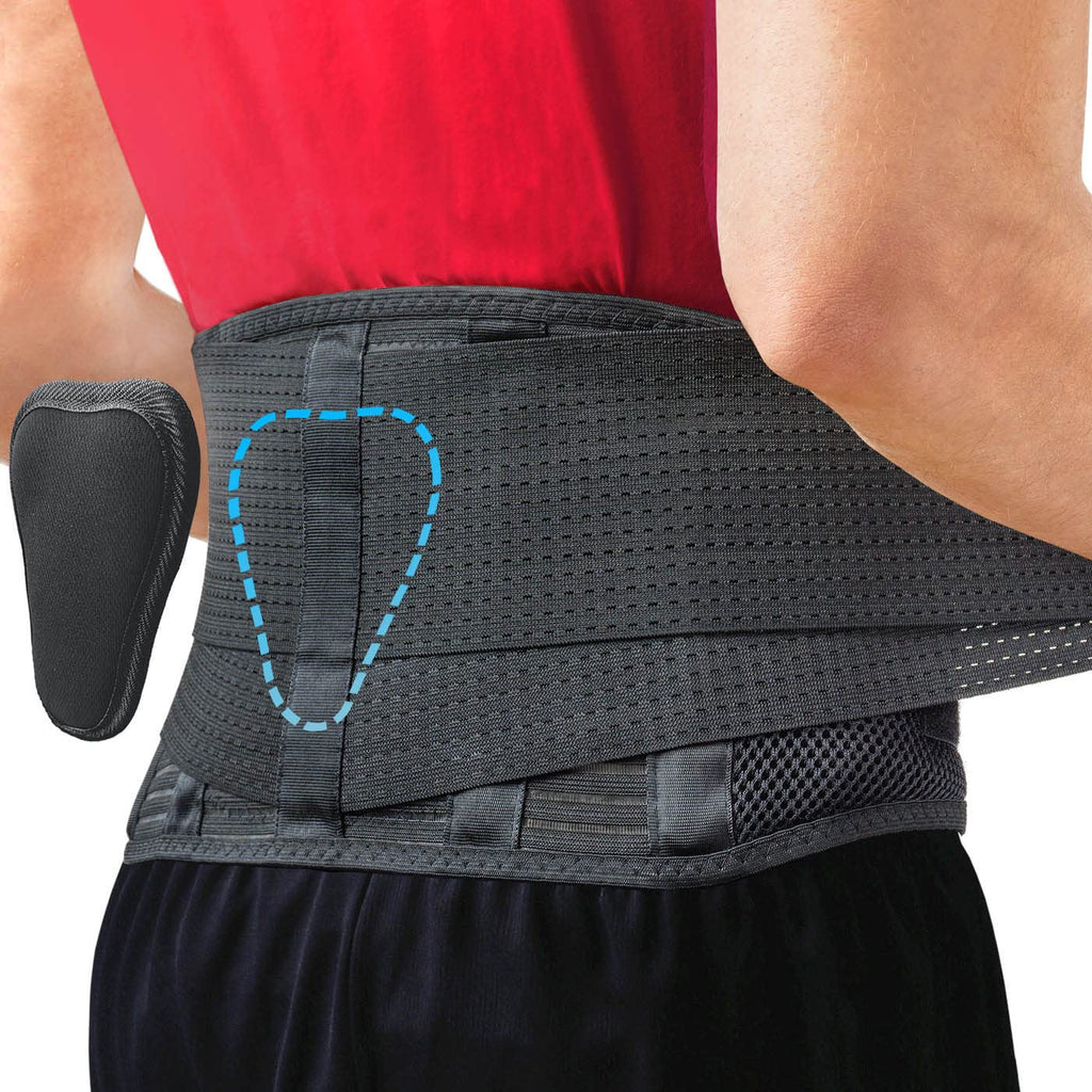 Sparthos back support belt with lumbar pad in black