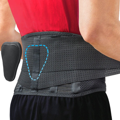 Sparthos back support belt with lumbar pad in black