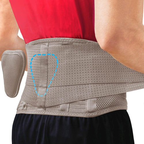 Sparthos back support belt with lumbar pad in taupe