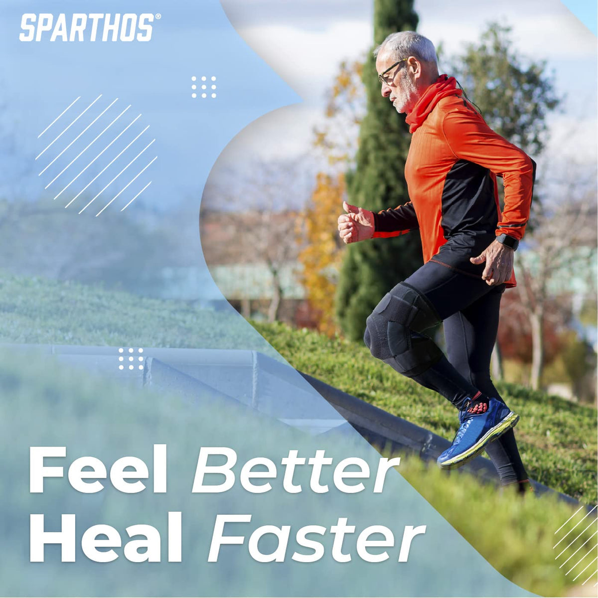 Sparthos hinged knee brace for knee support