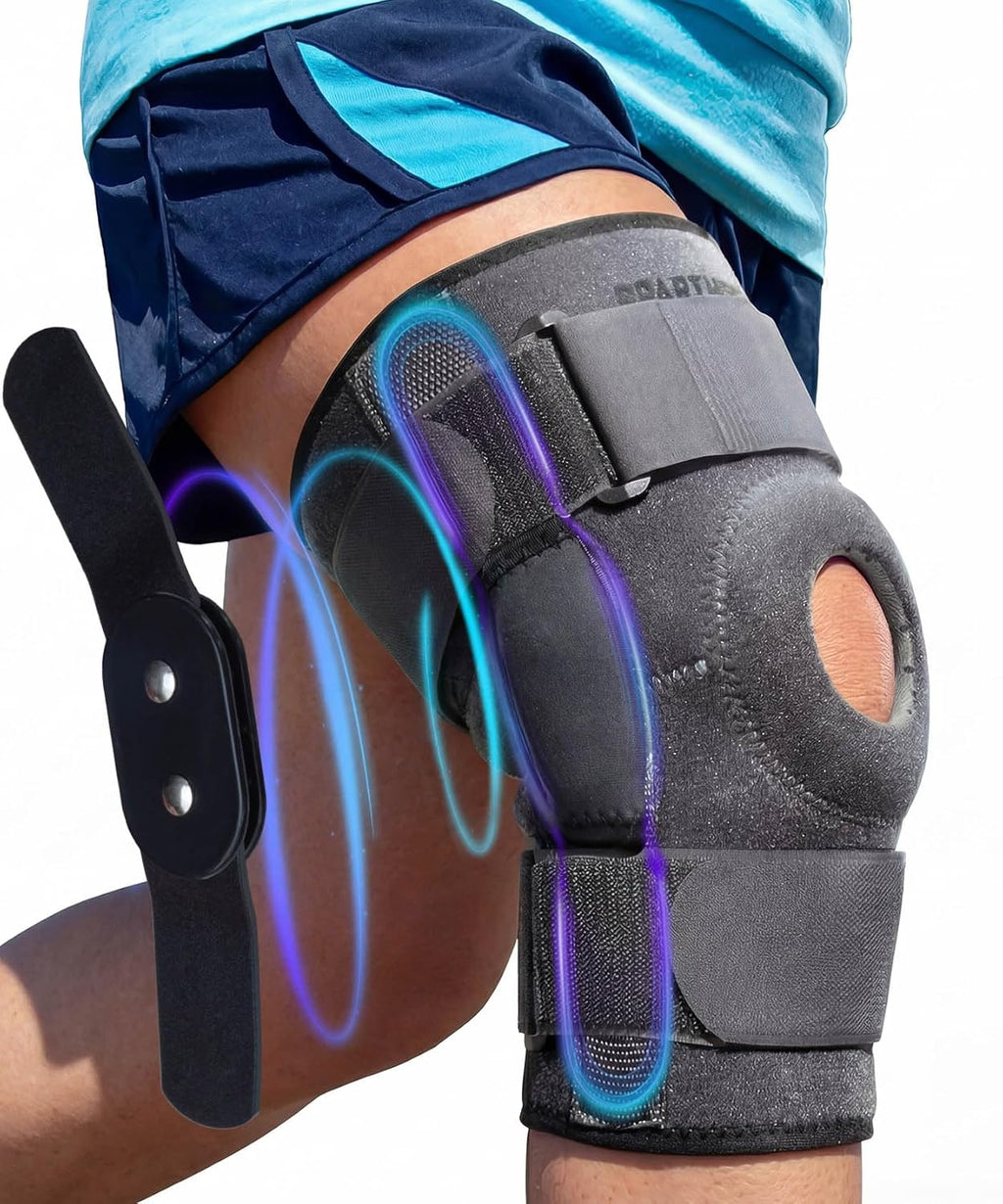 Sparthos hinged knee brace with open patella in gray